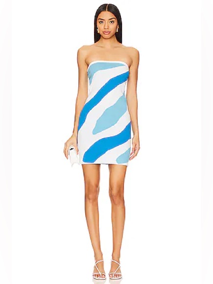 Nwt Milly Strapless Zebra Jacquard Mini Dress